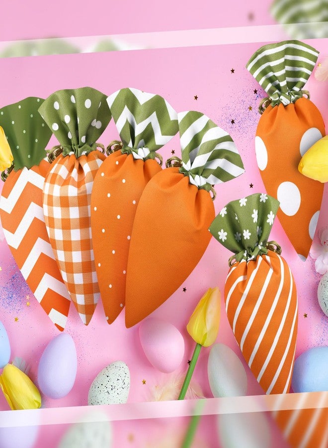 SilTriangle 24 Pcs Easter Goodie Bags Carrot Shaped Treat Bags Bulk Easter Basket Stuffers Fabric Drawstring Candy Gift Bags Egg Hunt Outdoor Party Supplies for Kid Party - Image 4